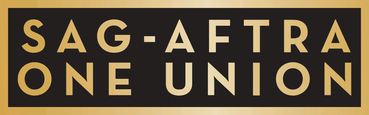 SAG-AFTRA One Union logo in gold lettering on a black background