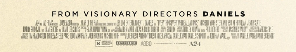 Billing block of the Everything Everywhere All at Once (2022) movie poster